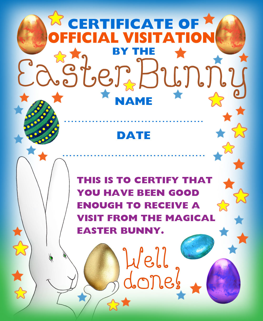 Easter Bunny Official Visitation Certificate Rooftop Post Printables