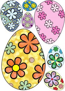 Printable flowery easter eggs - useful for scrapbooking and crafting.