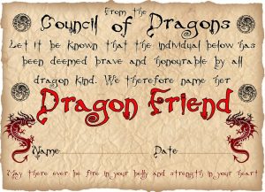 Dragon Friend Certificate (For a Girl)