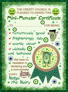 A certificate to reward good behaviour for the mini-monster in your life!