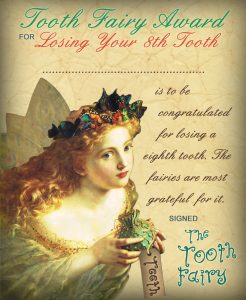 Vintage Tooth Fairy Certificate: Award for Losing Your 8th Tooth