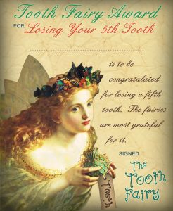 Vintage Tooth Fairy Certificate: Award for Losing Your 5th Tooth