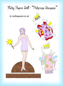 Fairy paper doll with princess dresses