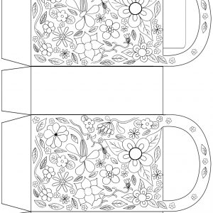 Garden flowers gift bag to colour in