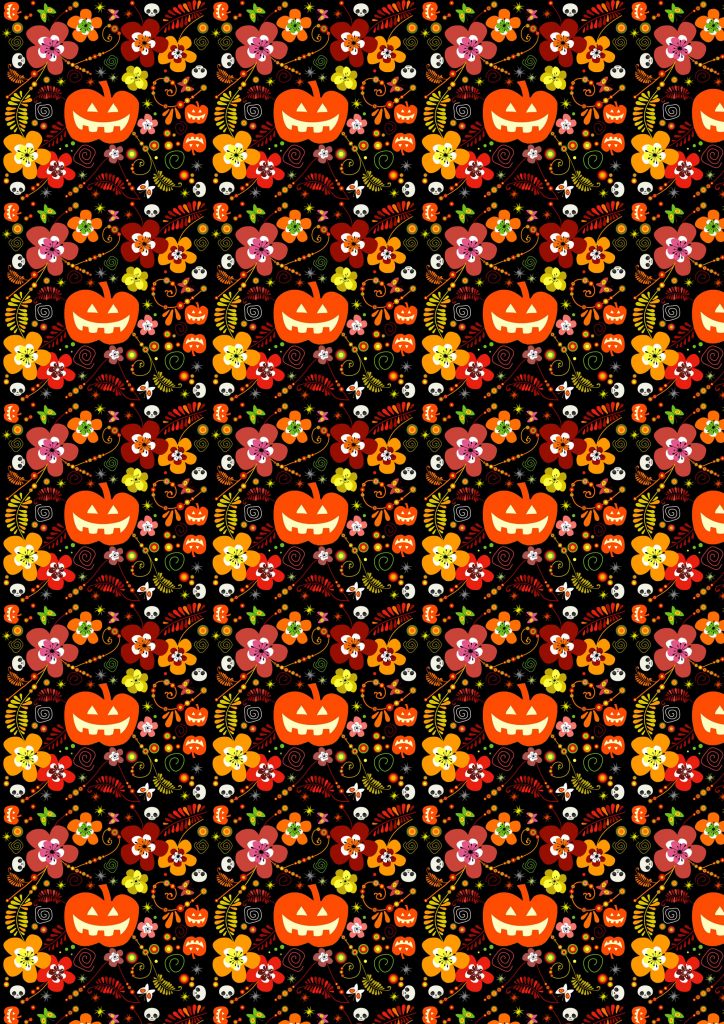 Free Scrapbook Paper: Halloween Pumpkins and Flowers | Rooftop Post ...