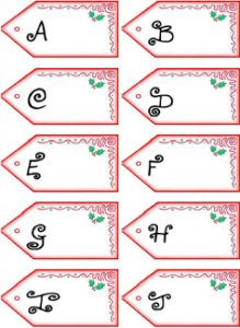 Get PDF of Father Christmas letter name tags A-J