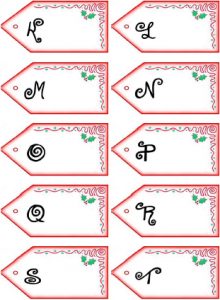 Get PDF of Father Christmas letter name tags K-T