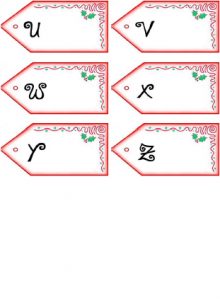 Get PDF of Father Christmas letter name tags U-Z