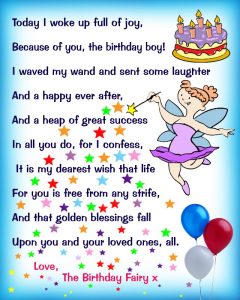 Birthday Fairy Poem: Message for a Boy