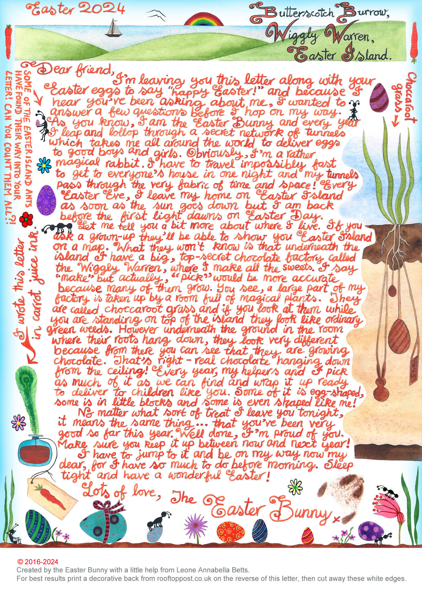Free Easter Bunny Letter My Secret Chocolate Factory Rooftop Post 