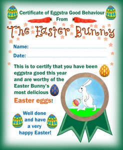 Easter Bunny Certificate of Eggstra Good Behaviour