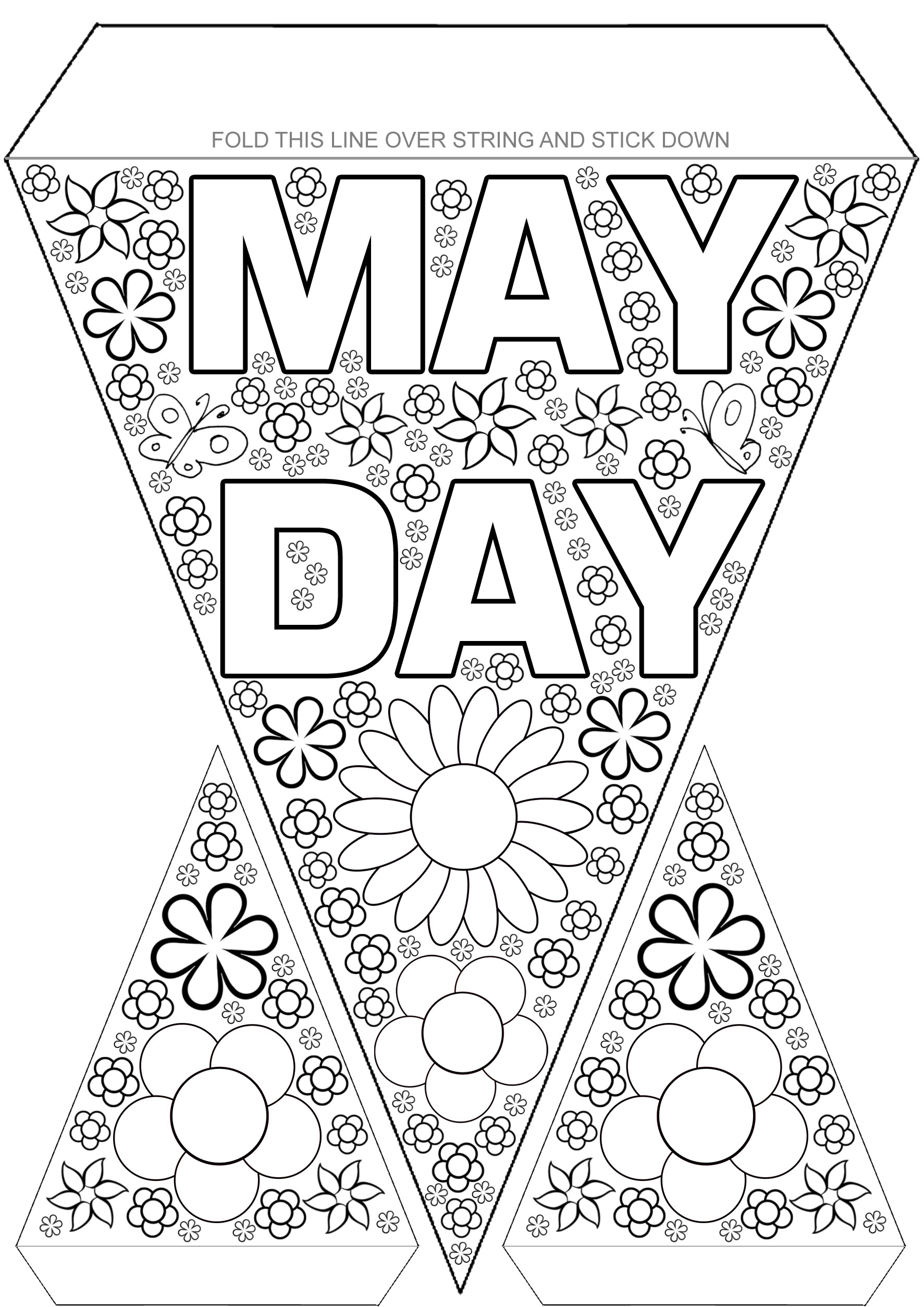 May Day Bunting To Colour Rooftop Post Printables
