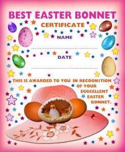 Printable award certificate for the person with the best Easter Bonnet