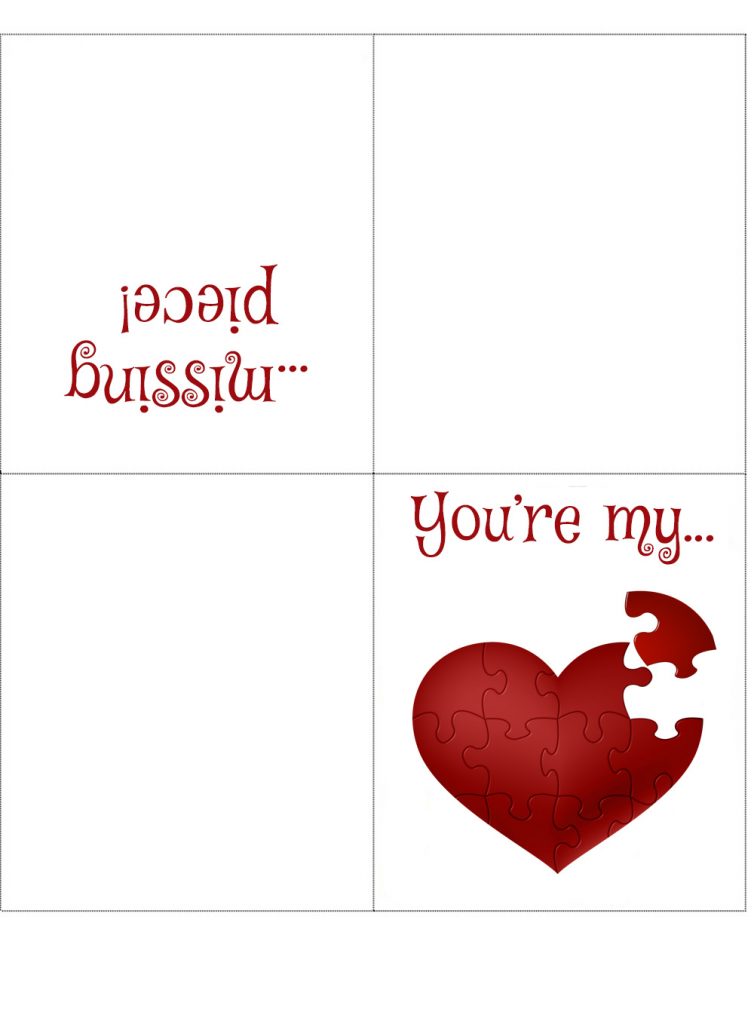 Four Fold Valentine’s Day Card: Missing Piece | Rooftop Post Printables