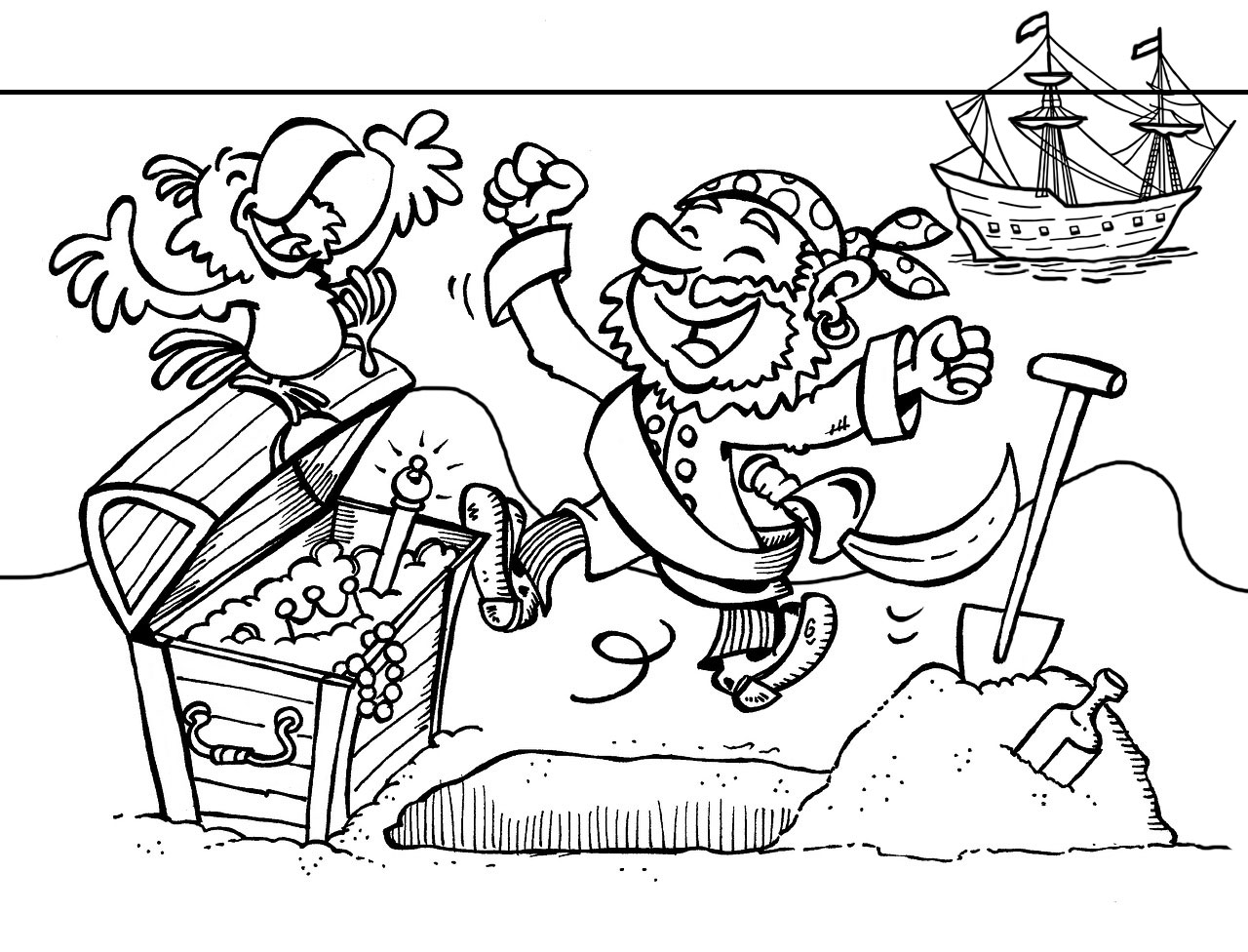 pirate treasure colouring page rooftop post printables