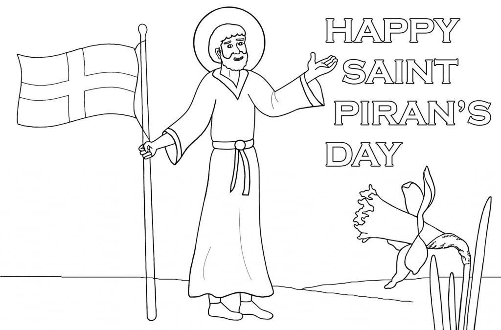 Kids colouring of Saint Piran