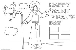 Printable colouring page for St Piran's Day