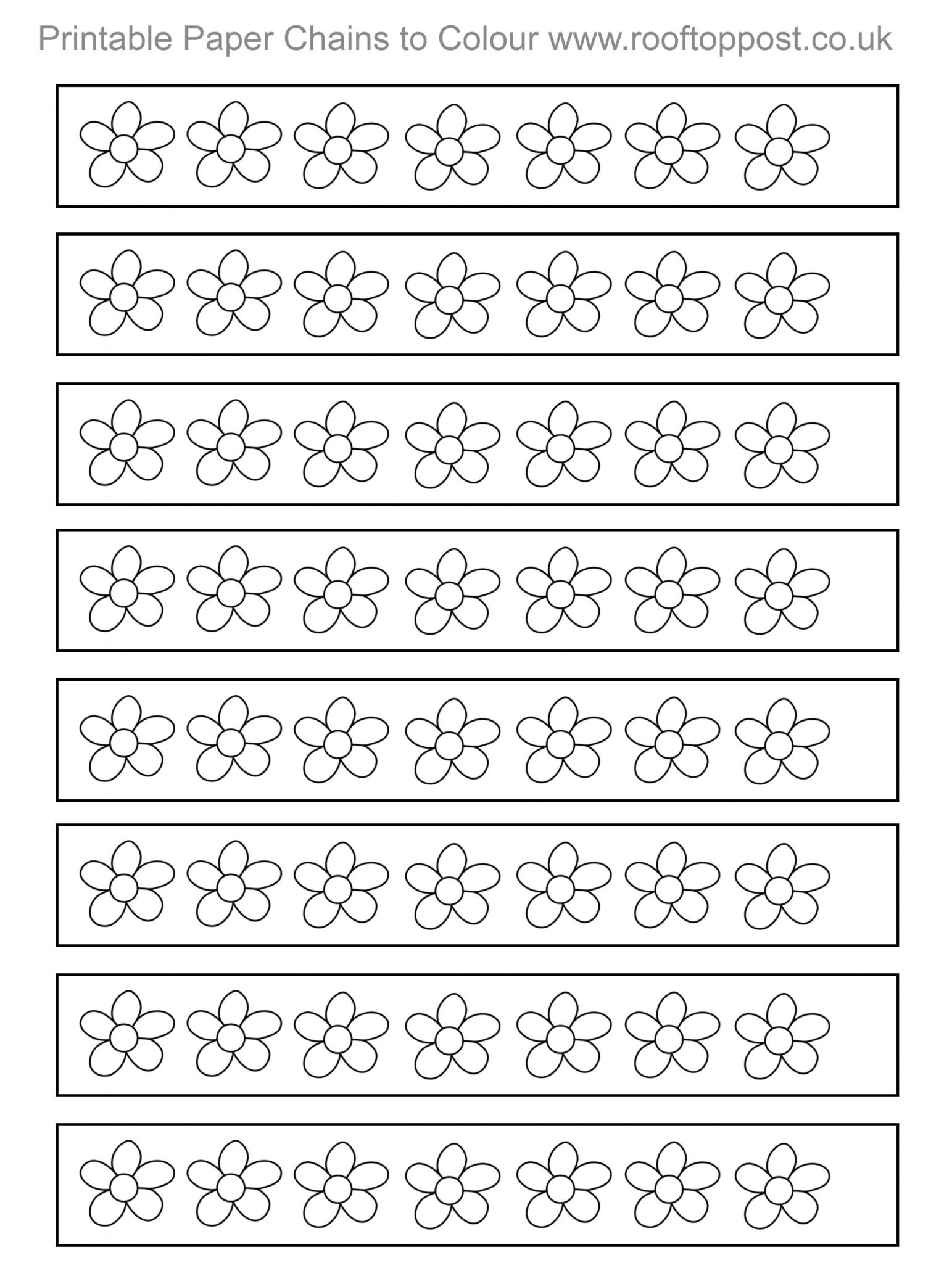 Printable Flower Paper Chain to Colour - Rooftop Post Printables