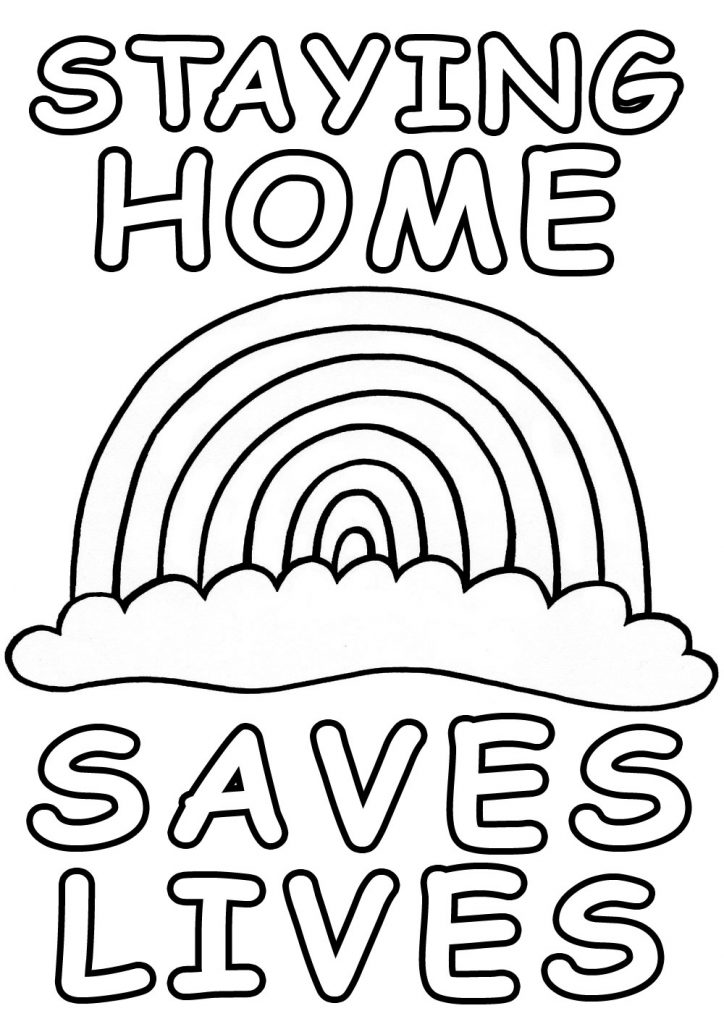 Staying Home Saves Lives Rainbow Colouring | Rooftop Post Printables