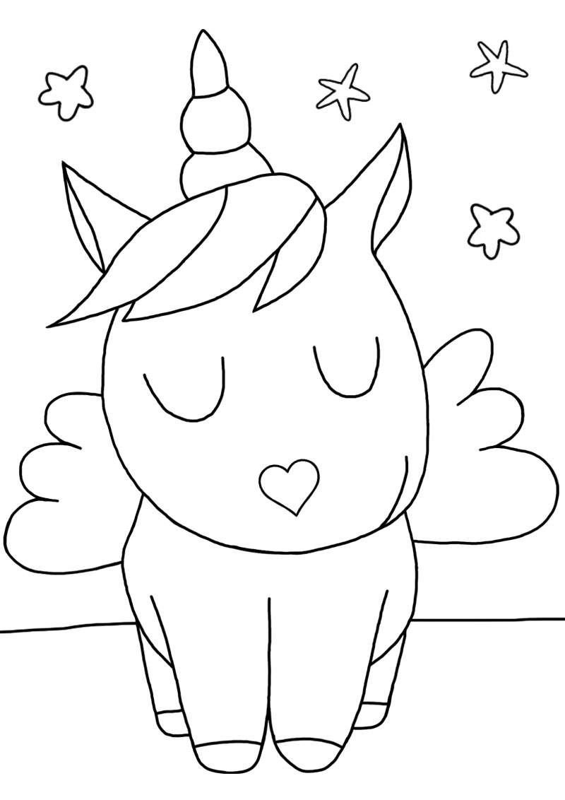 Cute Winged Unicorn Colouring Page | Rooftop Post Printables