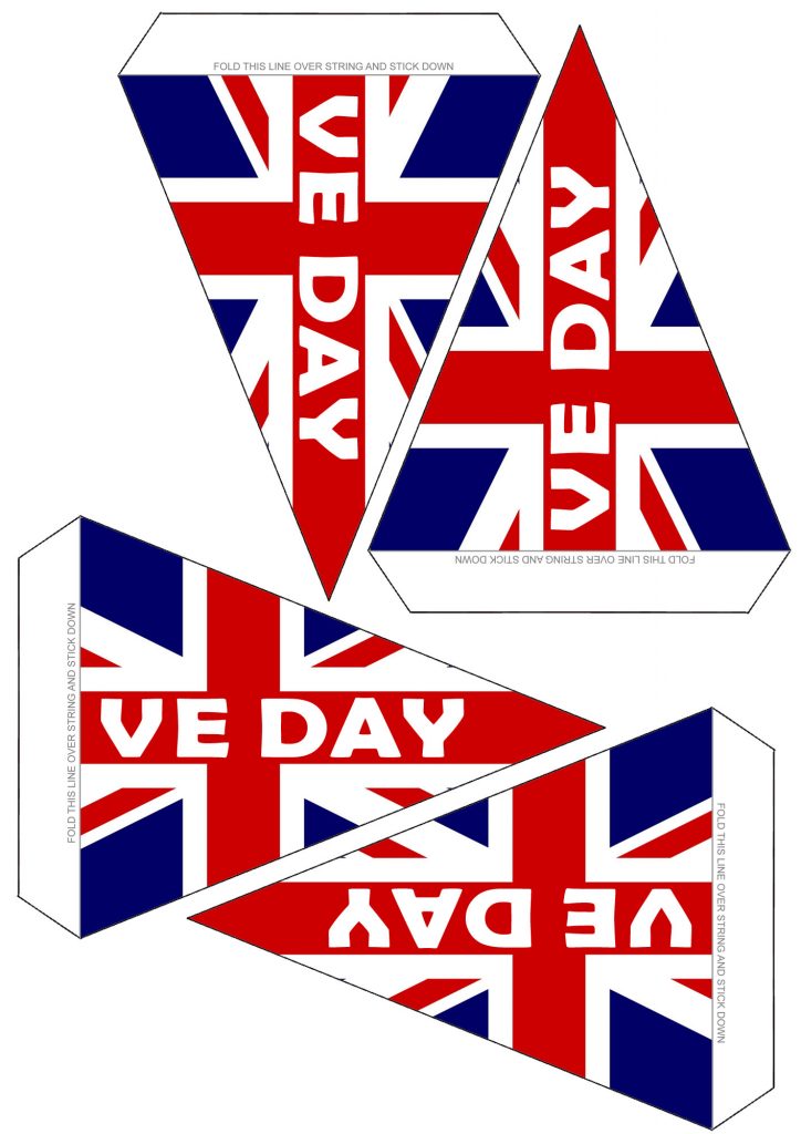 Sheet Of VE Day Bunting Rooftop Post Printables