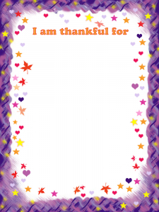 A colourful Thanksgiving note with a blank space so that you can fill in what you are thankful for.