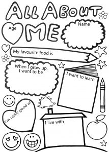 This is a worksheet encouraging children to share information about themselves at the start of the school year.