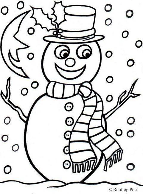 Colouring Page: Snowman | Rooftop Post Christmas Printables