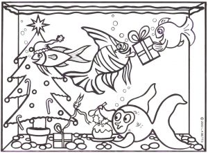 Colouring in picture of Christmas fish