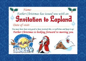 Invitation from Father Christmas to visit him in Lapland.