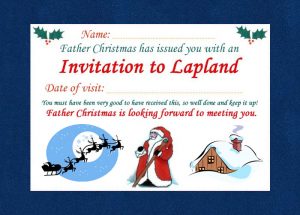 An invitation to visit Father Christmas in Lapland