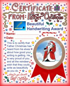 A printable award from Father Christmas saying well done for your beautiful handwriting.