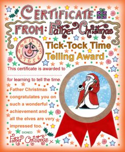 Printable Santa certificate to say well done for learning to tell the time.
