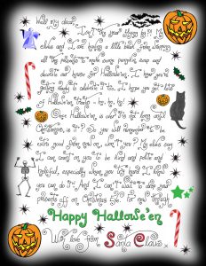 Printable note from Santa wishing a child a happy Halloween