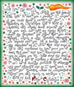 Printable note from Santa to give to a child before Christmas Eve, asking if he or she will leave a carrot out for Rudolph