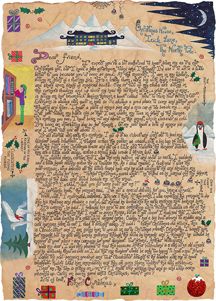 An illustrated letter from Santa explaining how he ended up with a rather unusual gift.