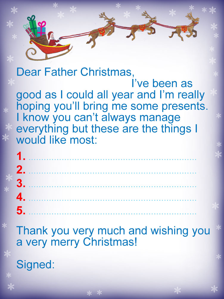 Printable Letters To Father Christmas