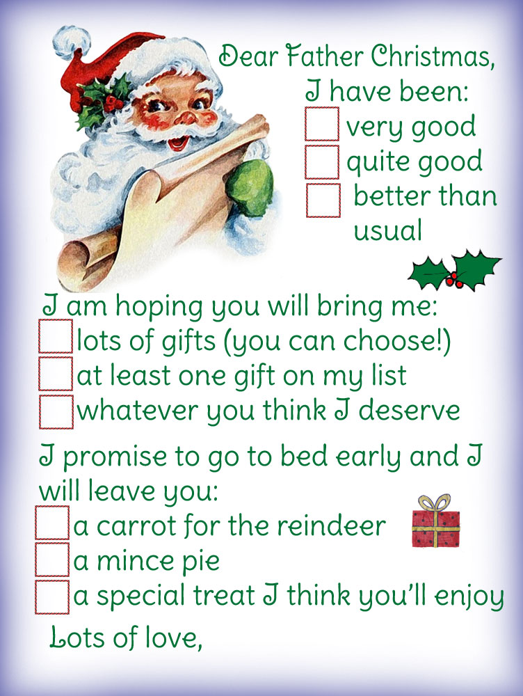 Letter To Father Christmas Template Multiple Choice Rooftop Post Christmas Printables