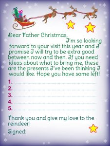 Template for letter to Father Christmas and Christmas list, promising to be good
