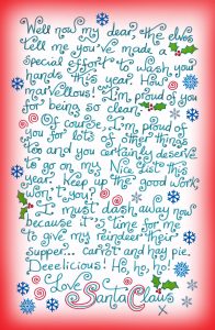 A printable note from Santa saying well done for washing your hands